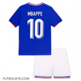 Camiseta Francia Kylian Mbappe #10 Primera Equipación para niños Eurocopa 2024 manga corta (+ pantalones cortos)